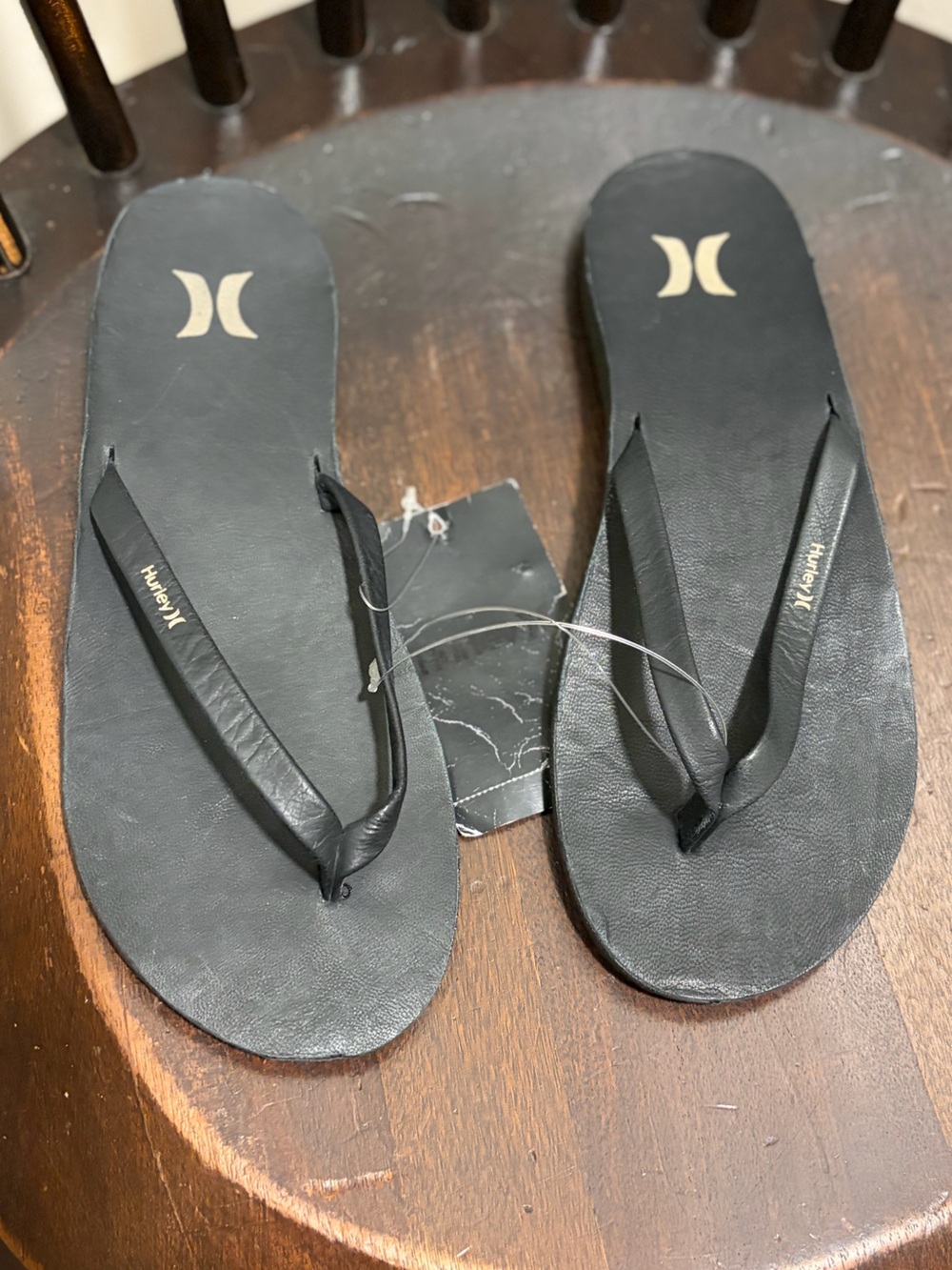 Hurley Lunar Black Leather Upper Sandal Women's Flip Flops